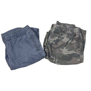 2 Pair Falls Creek Boy's Cargo Shorts XL (16-18) Camo Grey Pull-On